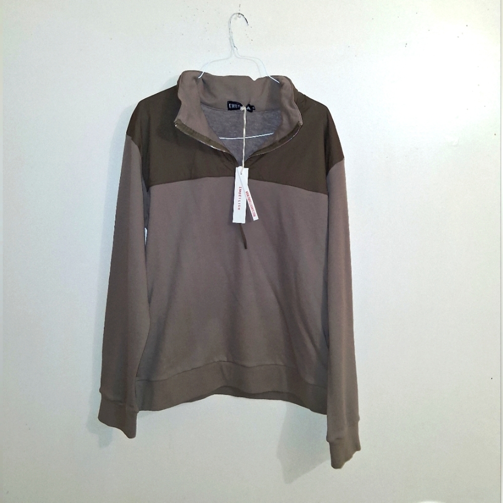 NWT Embellish Quarter Zip Two Tone Sweatshirt Cotton Blend For Men Sz XL